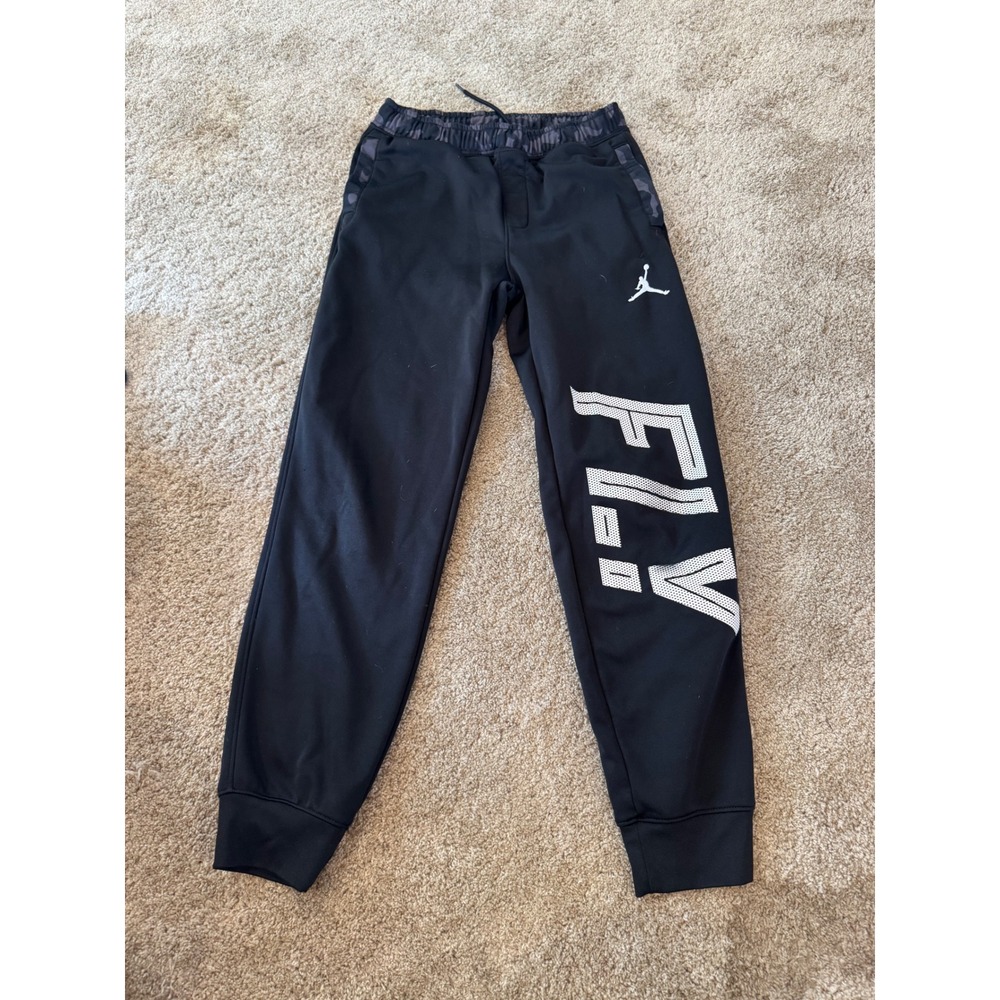 Jordan Boys Therma-FIT Fly Joggers Black Camo Waistband Sweatpants Large 12-13Y